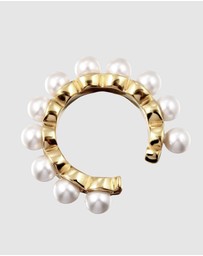 Elli Jewelry - Earrings Single Earcuff Pearl 925 Sterling Silver Gold-Plated