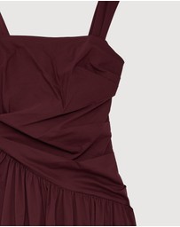 Revibe - Repaired AERE Kylara Ruched Midi Dress - AU 10