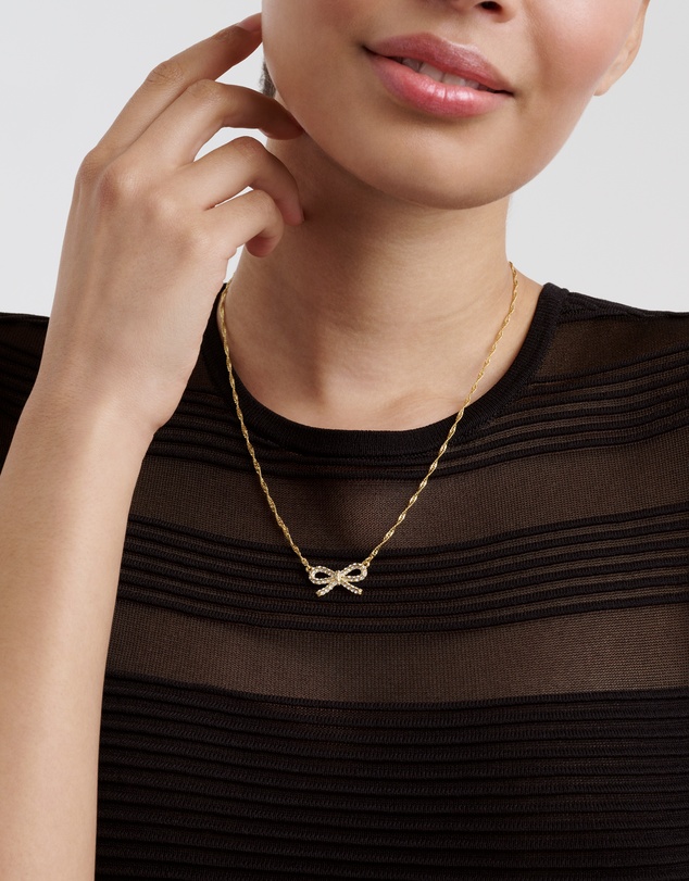 Ted Baker - RIBAH: Crystal Ribbon Bow Pendant Necklace