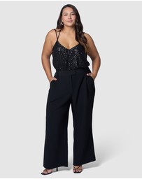 Pink Dusk by Curve Project - Fired Up Satin Trim Pant