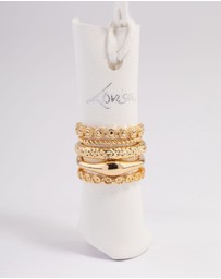 Lovisa - Gold Plated Molten Mixed Ring 5-Pack