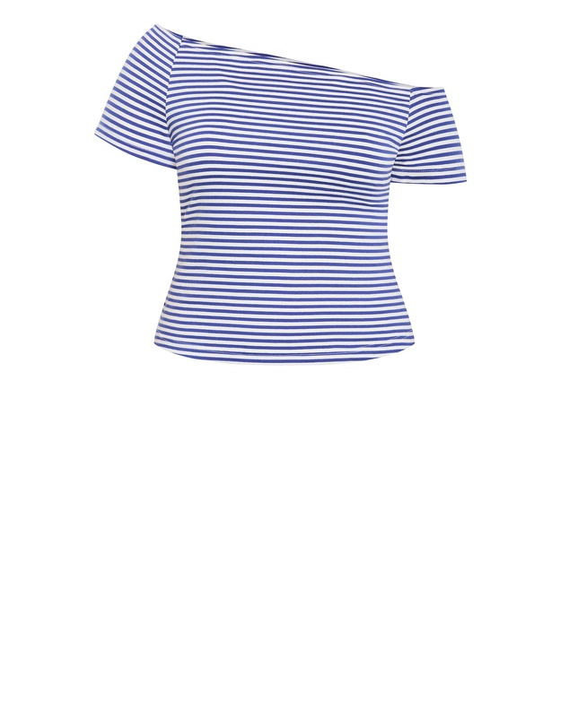 City Chic - Off Shoulder Stripe Double Layer Top
