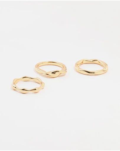 Lovisa - Gold Plated Irregular Stacking Rings 3-Pack
