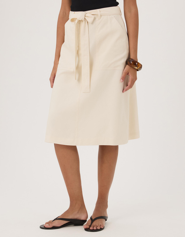 Atmos&Here - Ava Linen Blend Tie Waist Midi Skirt