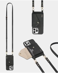 LOUVE COLLECTION - Leather Phone Case Wallet & Strap + Pearl Crossbody Chain & Wristlet