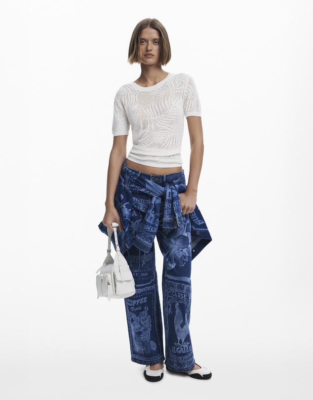 Desigual - Cut-out knit T-shirt