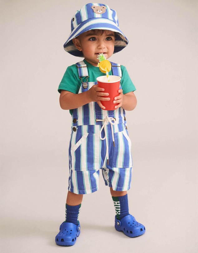 Huxbaby - Tropical Stripe Shortall Overalls - Babies-Kids
