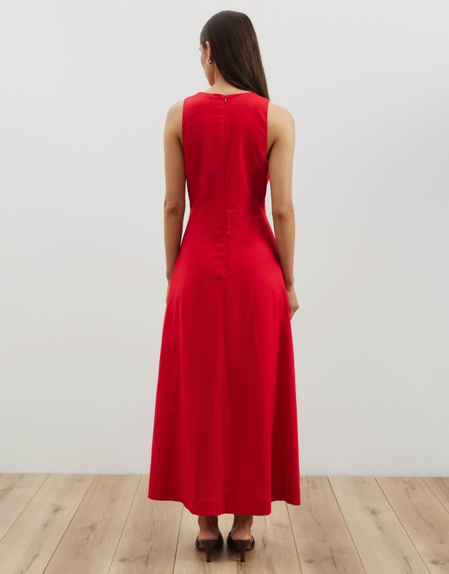 Atmos&Here - Stephanie Linen Blend Wrap Front Midi Dress