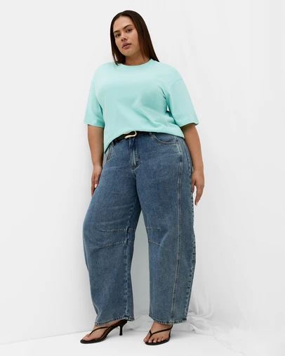 City Chic - Plus size Oversized Crew Neck Tee - mint