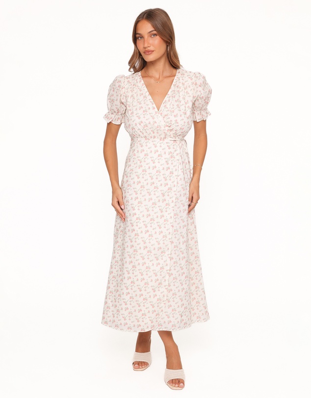 Petal & Pup - Mabella Midi Dress - Peach Ditsy Floral