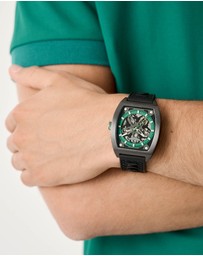 Aston Martin - TRG IP Gunmetal Titanium Case Podium Green Dial Black Silicone Strap Watch