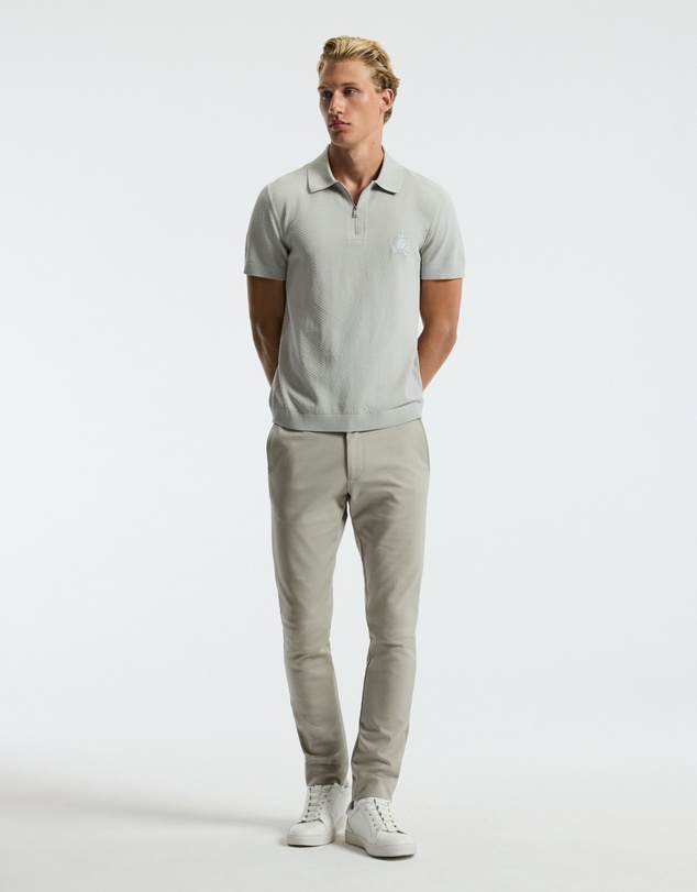 Calibre - Cotton Zip Neck Polo Silver