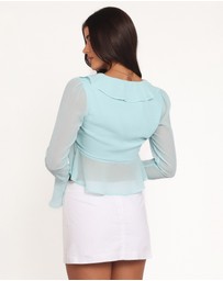 Petal & Pup - Aveline Chiffon Ruffle Front Top - Aqua