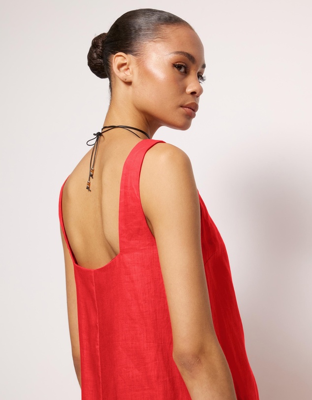 AERE - Indra Boat Neck Linen Mini Dress