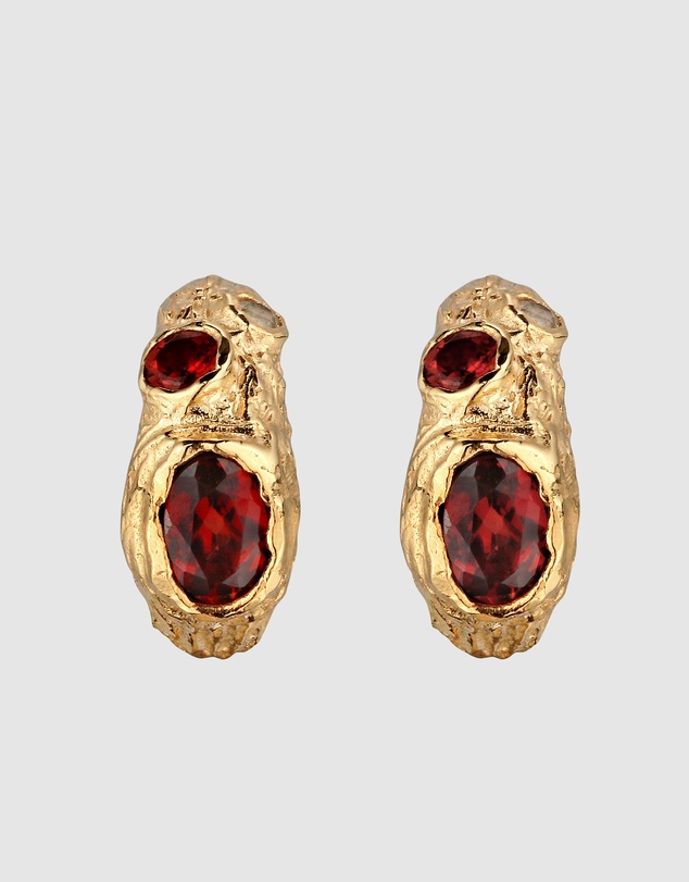 Elli Jewelry - Topaz and Garnet Hoop Earrings in Gold-Plated 925 Silver