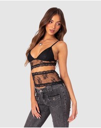 EDIKTED - Spice Cut Out Sheer Lace Tank Top