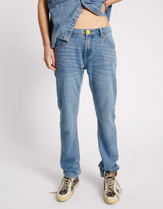 ONE TEASPOON - Blue Rapture Truckers Low Waist Straight Leg Denim Jeans