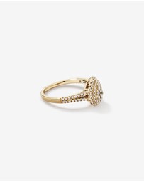 Michael Hill - 0.30 Carat TW Pear Shaped Cluster Diamond Halo Engagement  Ring in 10kt Yellow Gold