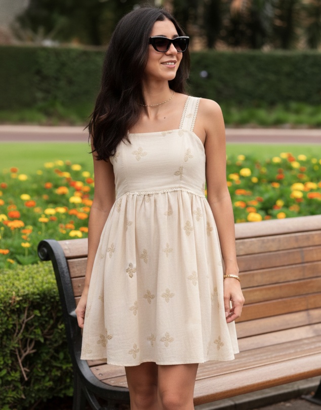 Esther & Co - Mckenna Dress - Beige Print