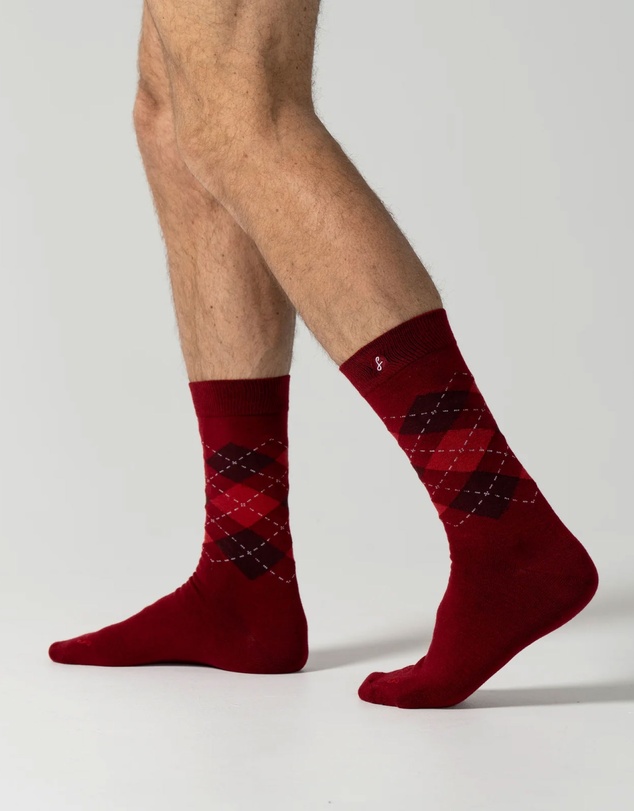 Swanky Socks - Maroon Argyle