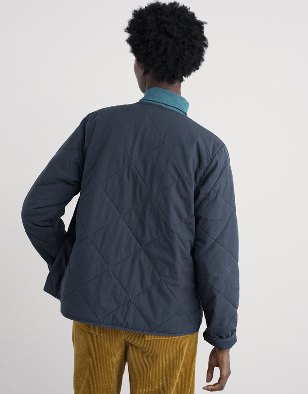Seasalt - Seasalt Cornwall Navy Swift Barn Organic Cotton Quilted Jacket