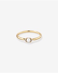 Michael Hill - 3 Stone Ring with Cultured Freshwater Pearl & Diamonds in 10kt Yellow Gold