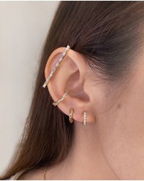 Wanderlust + Co - Classic Pave Gold 10mm Huggie Earrings