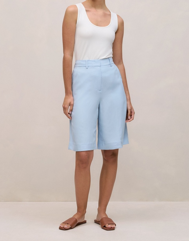 Trenery - Soft Tailored Longline Short in Blue Marble