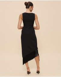 CHANCERY - Charlotte Fringe Midi Dress With Gathered Side