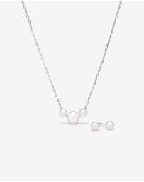 Michael Hill - Cultured Freshwater Pearl Stud Earring and Necklace Set in Sterling Silver
