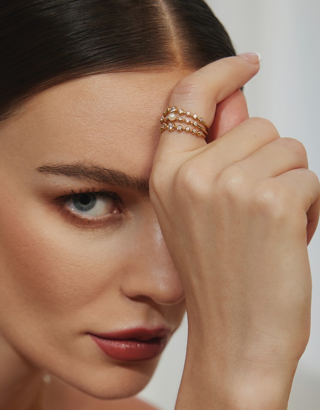 Ania Haie - Ania Haie Gold Bezel Cubic Zirconia Zig-Zag Ring