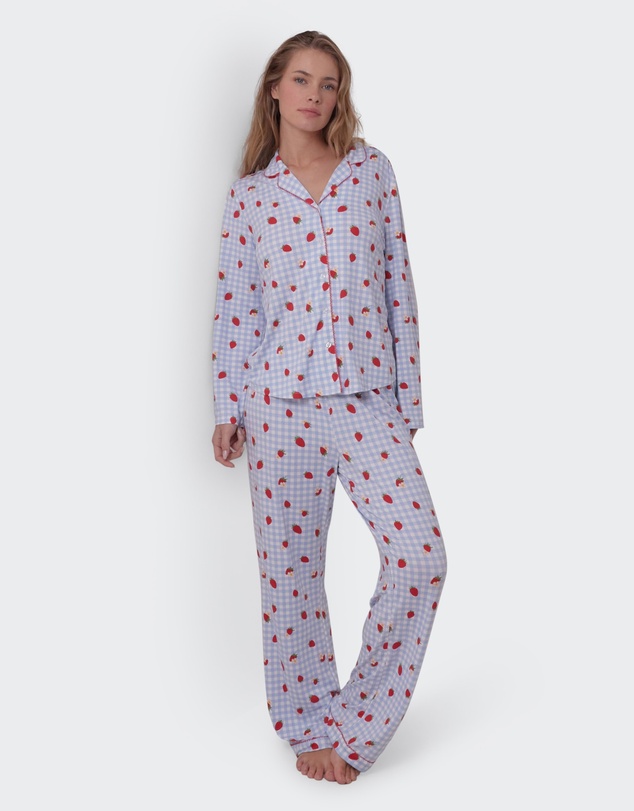Bras N Things - Strawberry Patch Long Pant - Light Blue