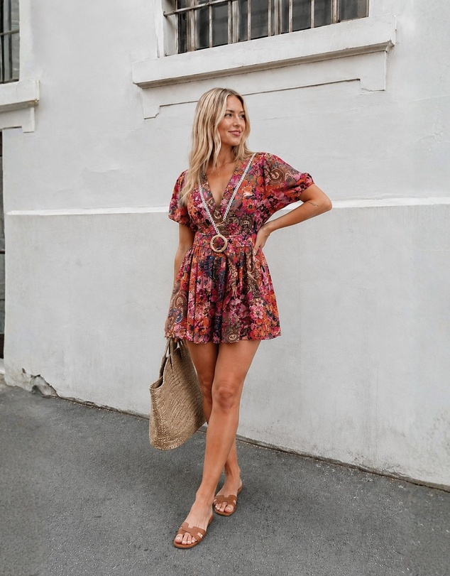 Esther & Co - Belvia Playsuit - Autumn Paisley