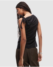 TOPSHOP - Poplin Ruched-Shoulder Sleeveless Top
