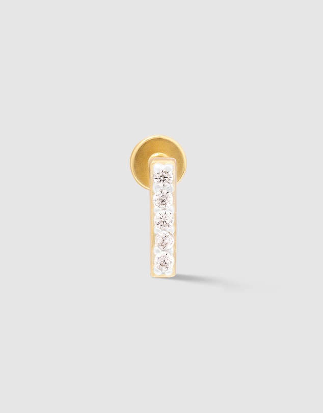 Wanderlust + Co - Alphabet Pave Gold Flat Back Earring - Letter I