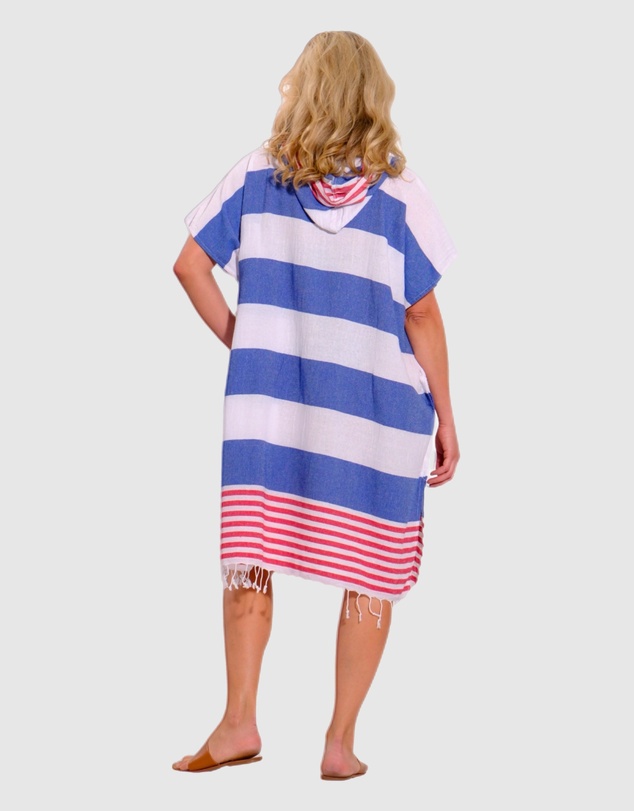 Tolu Australia - Adult Hooded Beach Towel in Sailor Blue – Quick-Dry Swim Poncho for Swimming & Surfing