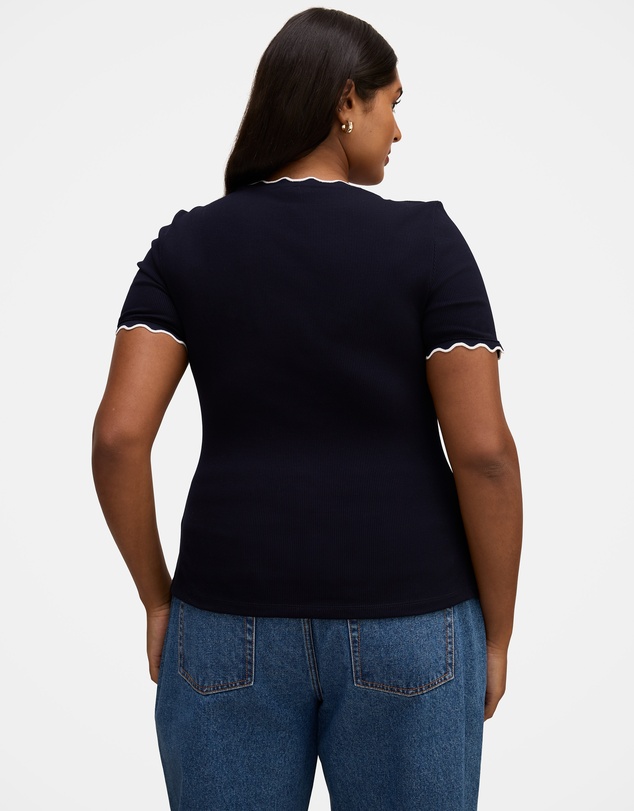 Forever New Curve - Rebecca Curve Scallop Trim T-shirt