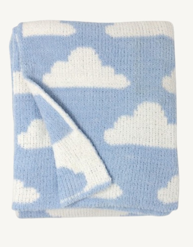 Living Textiles - Chenille Blanket - Blue Clouds