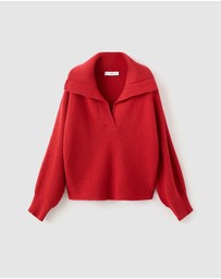 M.N.G - Polo-Neck Ribbed Sweater
