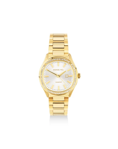 Michael Hill - Ladies 0.40 Carat TW Diamond Quartz Watch in Yellow Gold Tone Stainless Steel