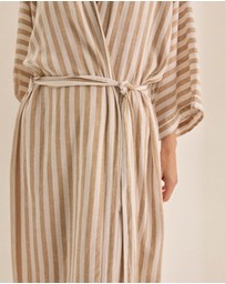 Gingerlilly - Sunny Natural Stripe Linen Robe