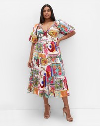 City Chic - Simona Print Puff Sleeve Dress