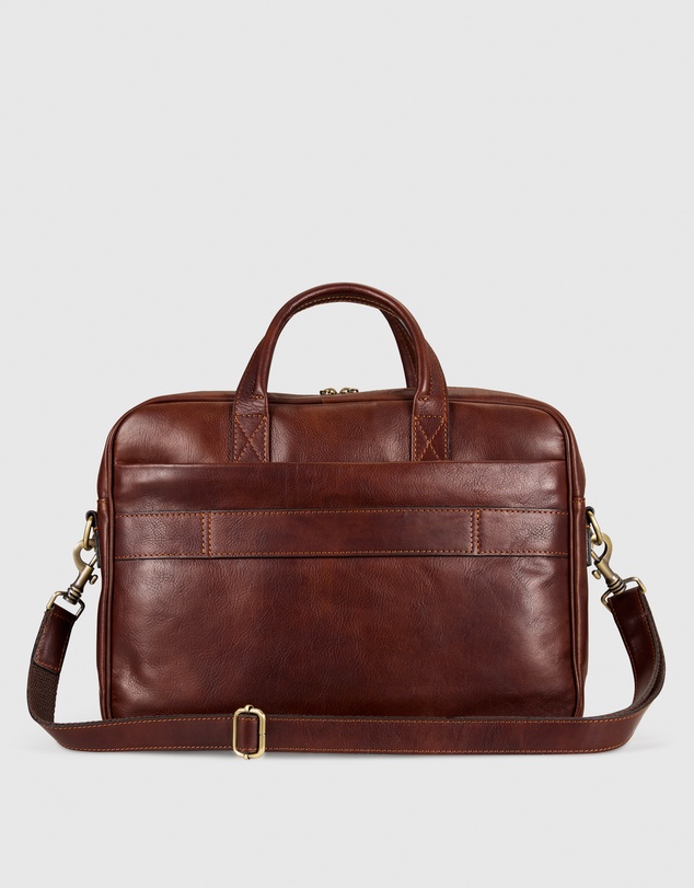 Republic of Florence - Pretoria Matt Choc Leather Laptop Briefcase