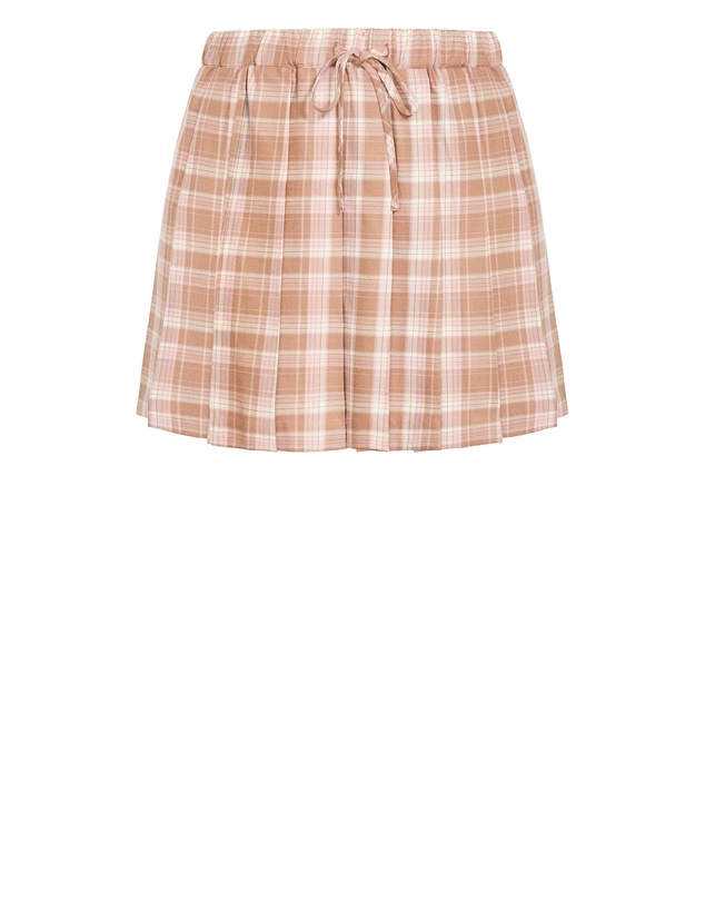 City Chic - Plus size Lilly Check Mini Skirt - pink