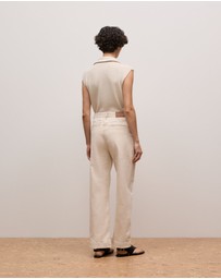 Trenery - Garment Dyed Denim Tailored Pant in Stone