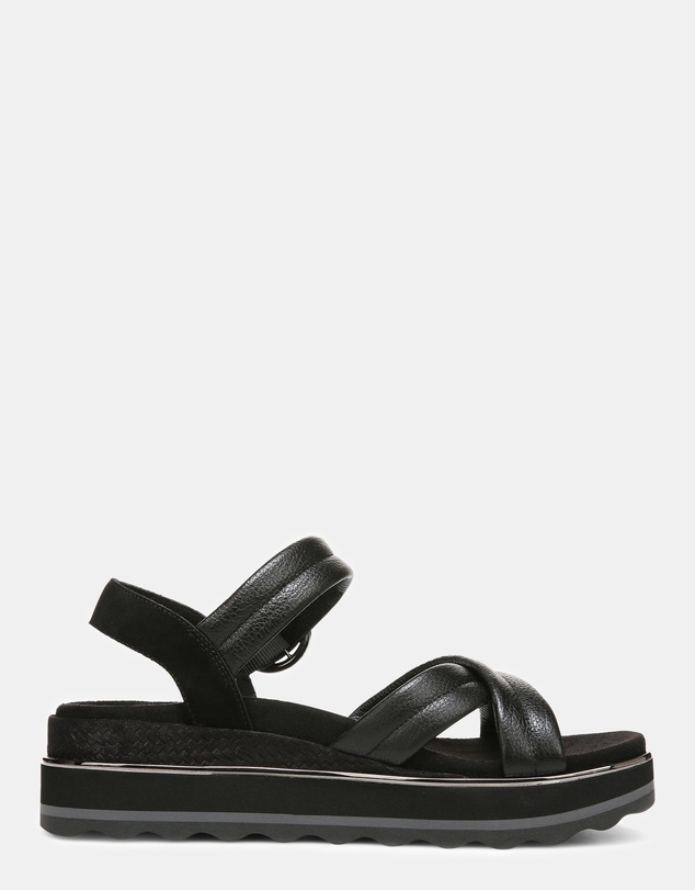 Vionic - Reyna Flatform Sandal - Black Leather