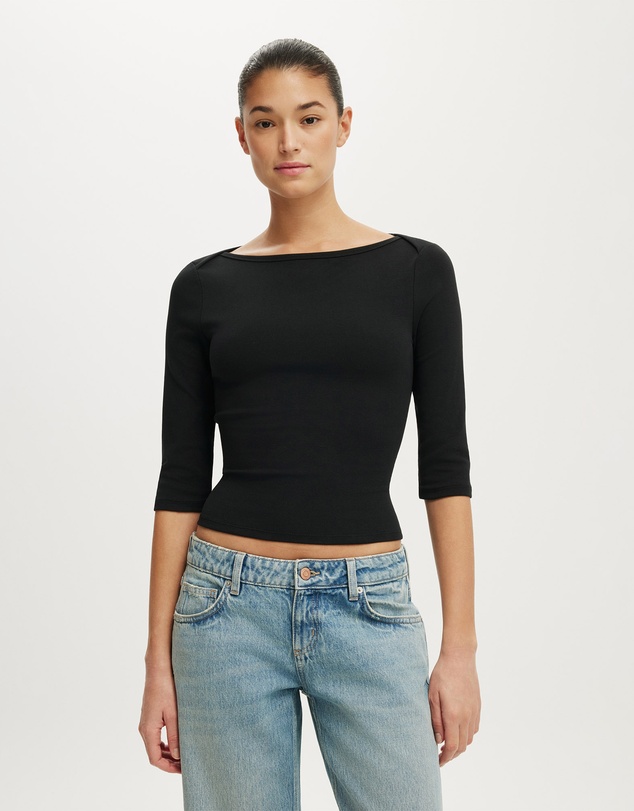 Cotton On - 90S Boatneck ¾ Sleeve