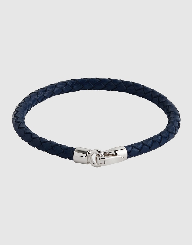 Najo - Mariner Navy Leather & Steel Bracelet (21cm)