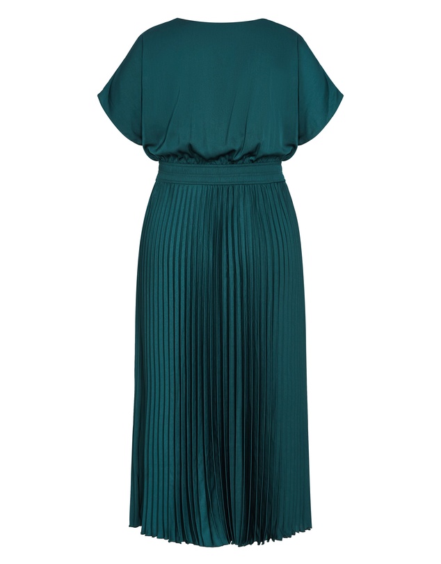 City Chic - Plus size Elia Pleat Dress - emerald