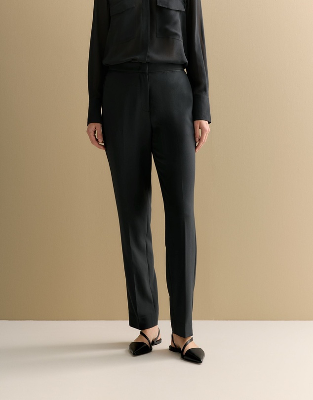 Trenery - Piping Detail Straight Leg Pant in Black